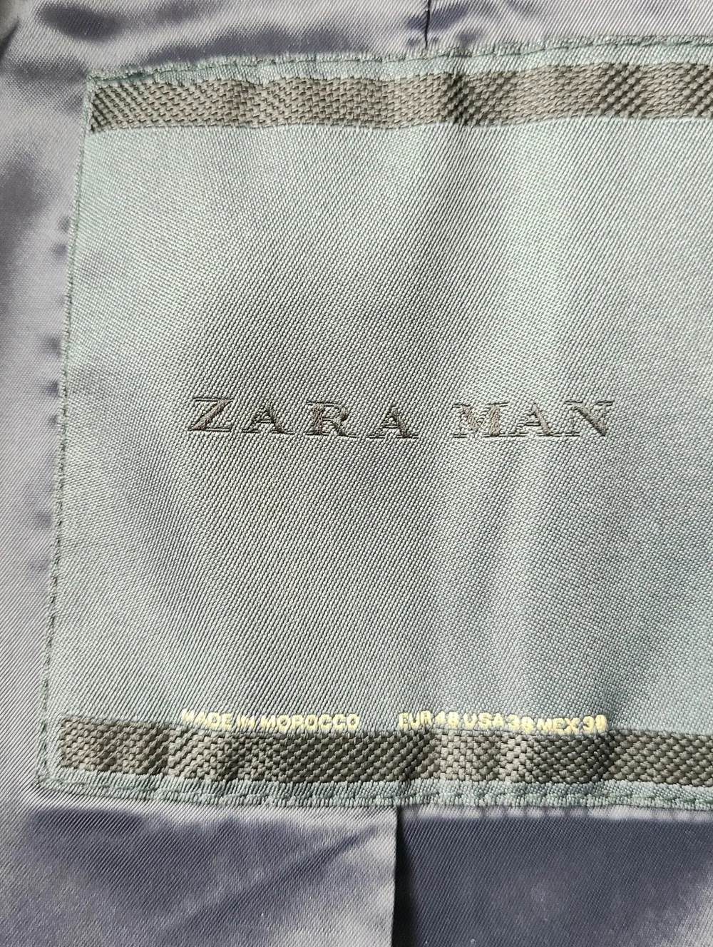 Zara Man Blue Cotton Blend Slim Fit Blazer Sport Coat